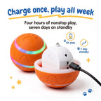 BorkBall Disco USB rechargeable dog ball charging, with 4 hour play time and 7 day standby