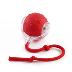 BorkBall Nub small red interactive pet ball with tail rope for small dogs on white background