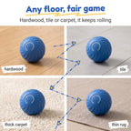 BorkBall Zoom rolling on hardwood, tile, thick carpet and thin rug in a four floor grid